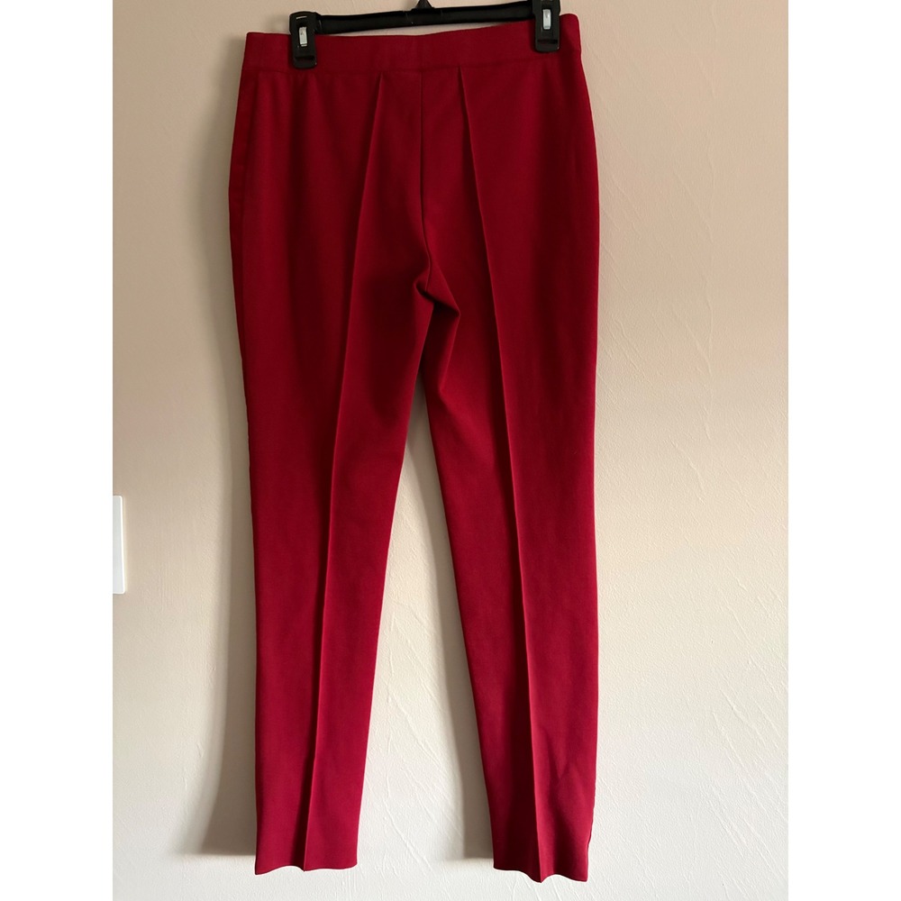 Akris Punto Velvet Trousers Women 6 Red Slim Leg Holiday Luxury Festive Designer - Picture 3 of 6